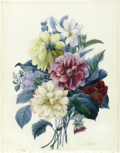 Gemischte Dahlien, 1840 von Elisa Emilie Lemire